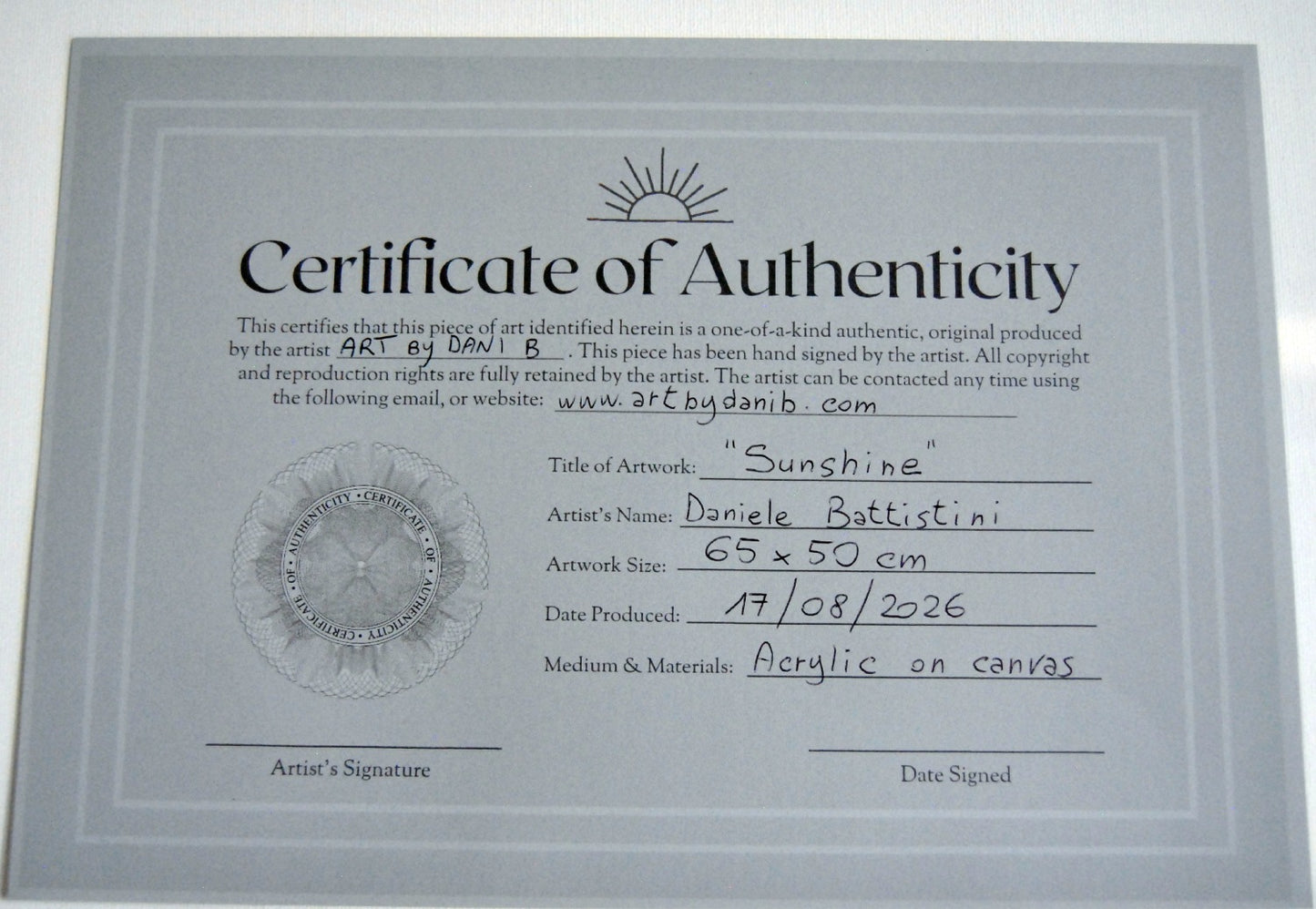 obra original para decoración con certificado de autenticidad