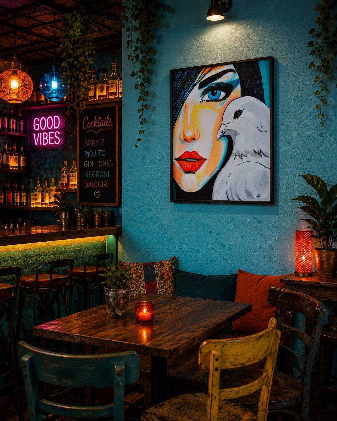 cuadro original pintado con acrílico sobre lienzo ideal para decoración de hogar o tienda o cafetería
