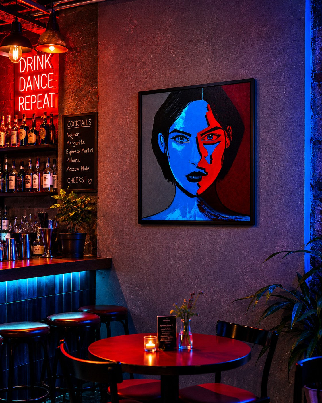 cuadro original pintado con acrílico sobre lienzo ideal para decoración de hogar o tienda o cafetería