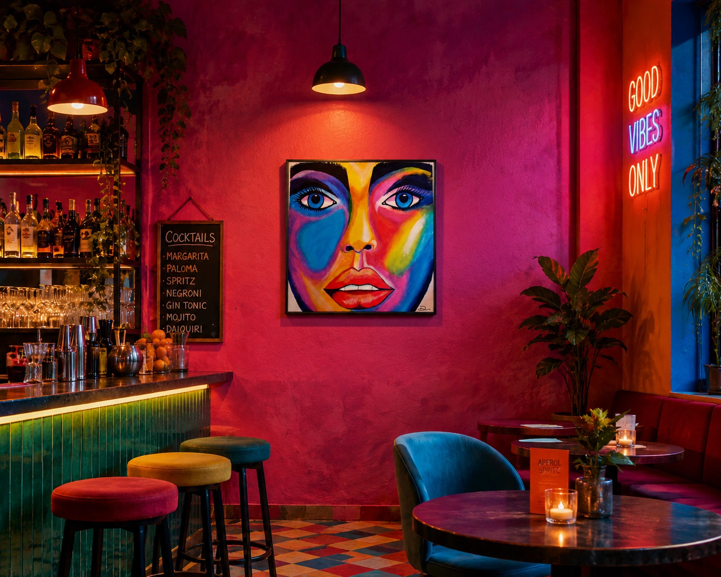 cuadro original pintado con acrílico sobre lienzo ideal para decoración de hogar o tienda o cafetería