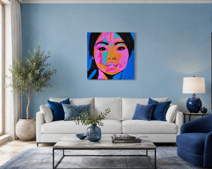 cuadro original pintado con acrílico sobre lienzo ideal para decoración de hogar o tienda o cafetería