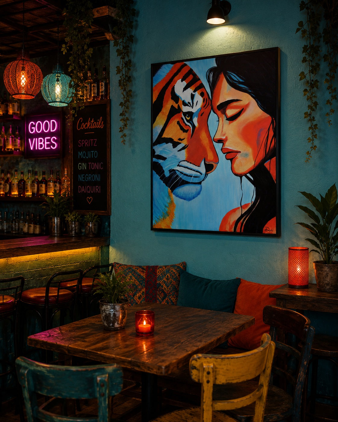 cuadro original pintado con acrílico sobre lienzo ideal para decoración de hogar o tienda o cafetería