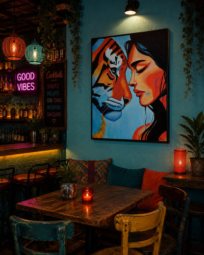 cuadro original pintado con acrílico sobre lienzo ideal para decoración de hogar o tienda o cafetería