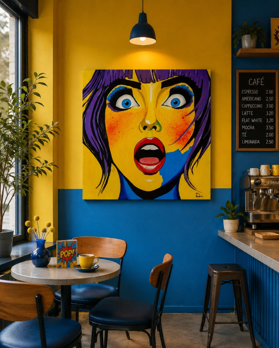 cuadro original pintado con acrílico sobre lienzo ideal para decoración de hogar de lujo o tienda o cafetería