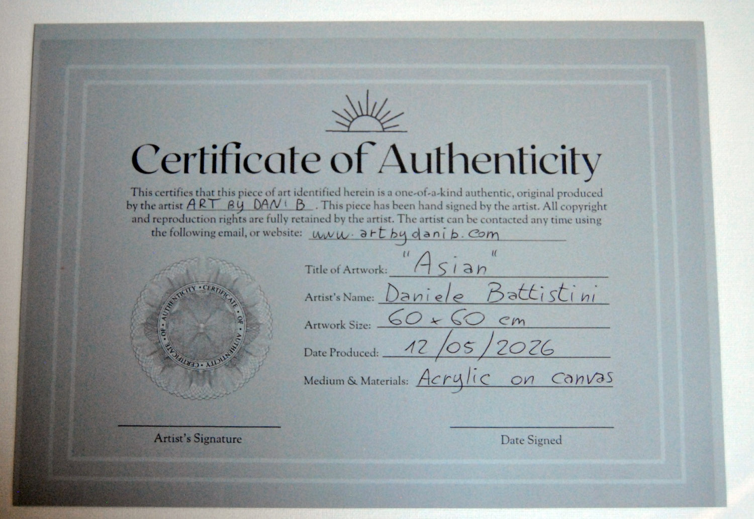 Retrato contemporáneo original con certificado de autenticidad