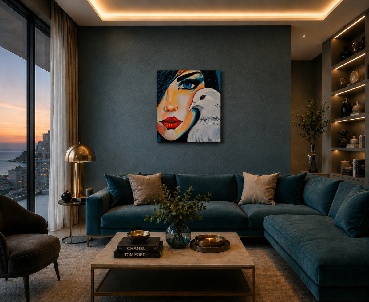 Cuadro original con un pájaro ideal para decorar pisos de lujo