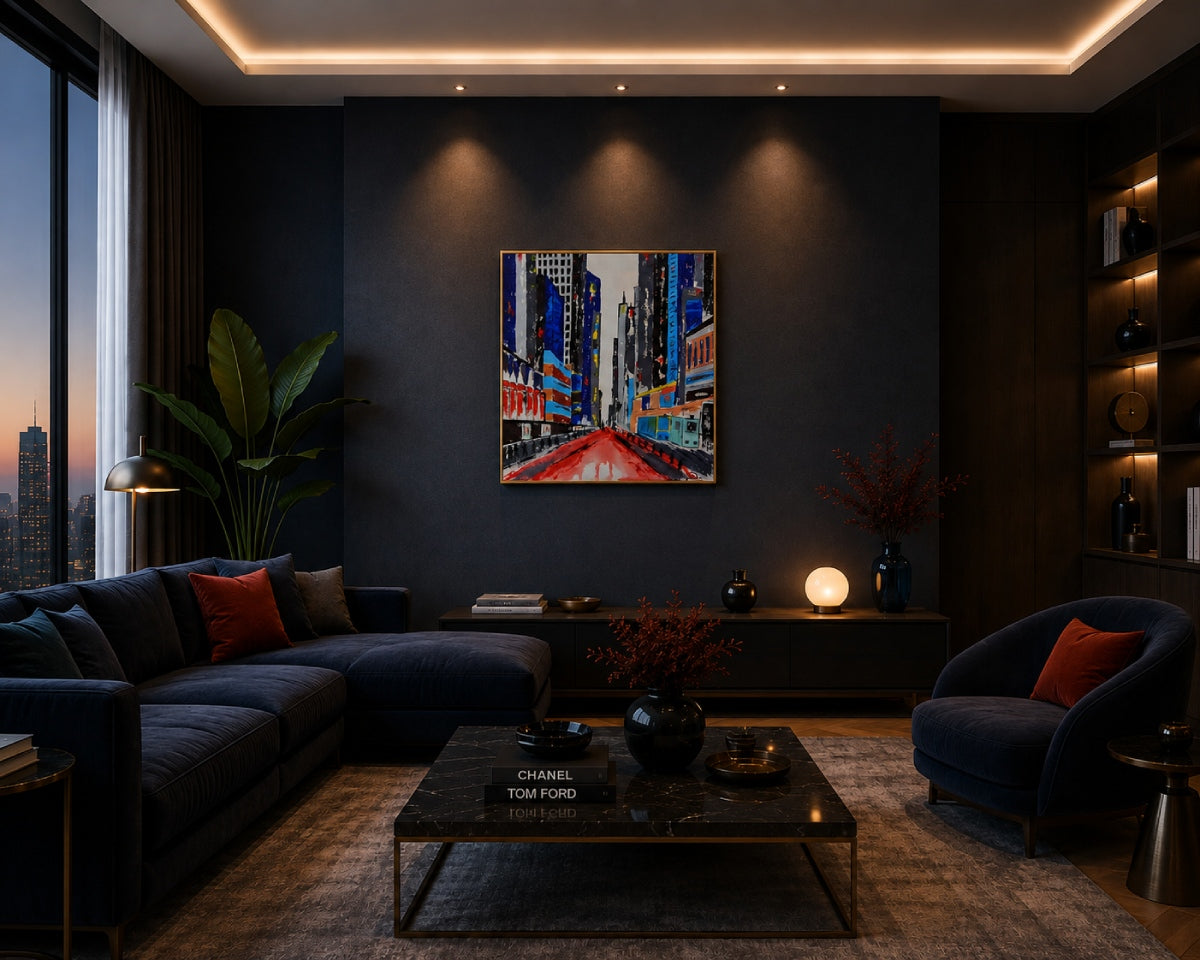 Pintura contemporánea decorativa urbana ideal para pisos de lujo