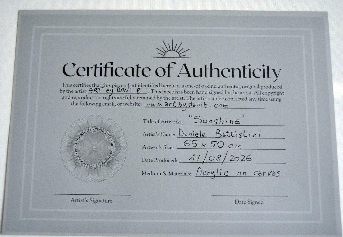 original work for decoration with certificate of authenticity