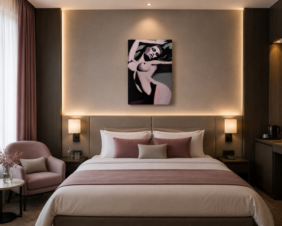 Pintura contemporánea de cuerpo de mujer para decoración de hotel
