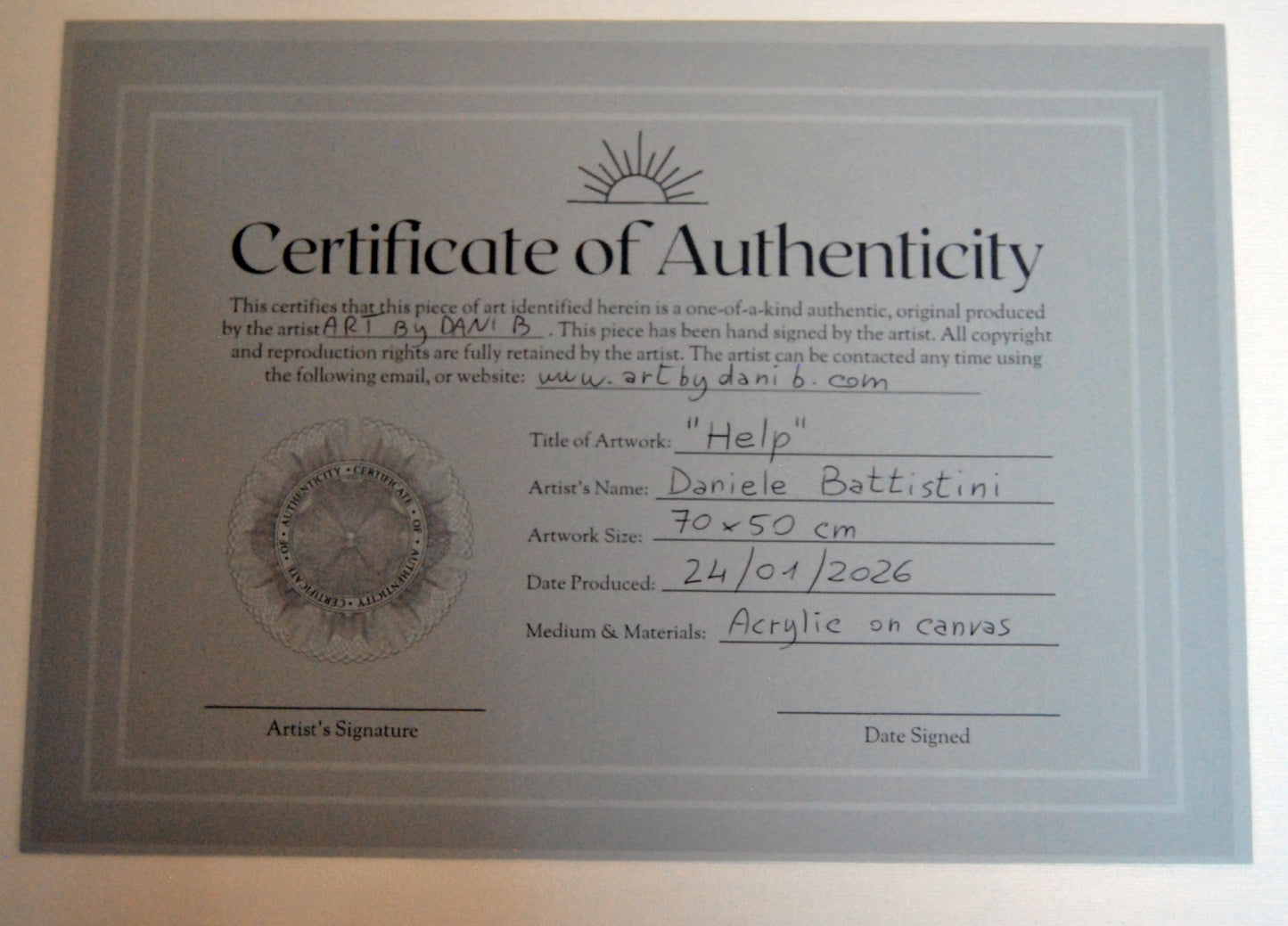 Obra figurativa contemporánea con certificado de autenticidad