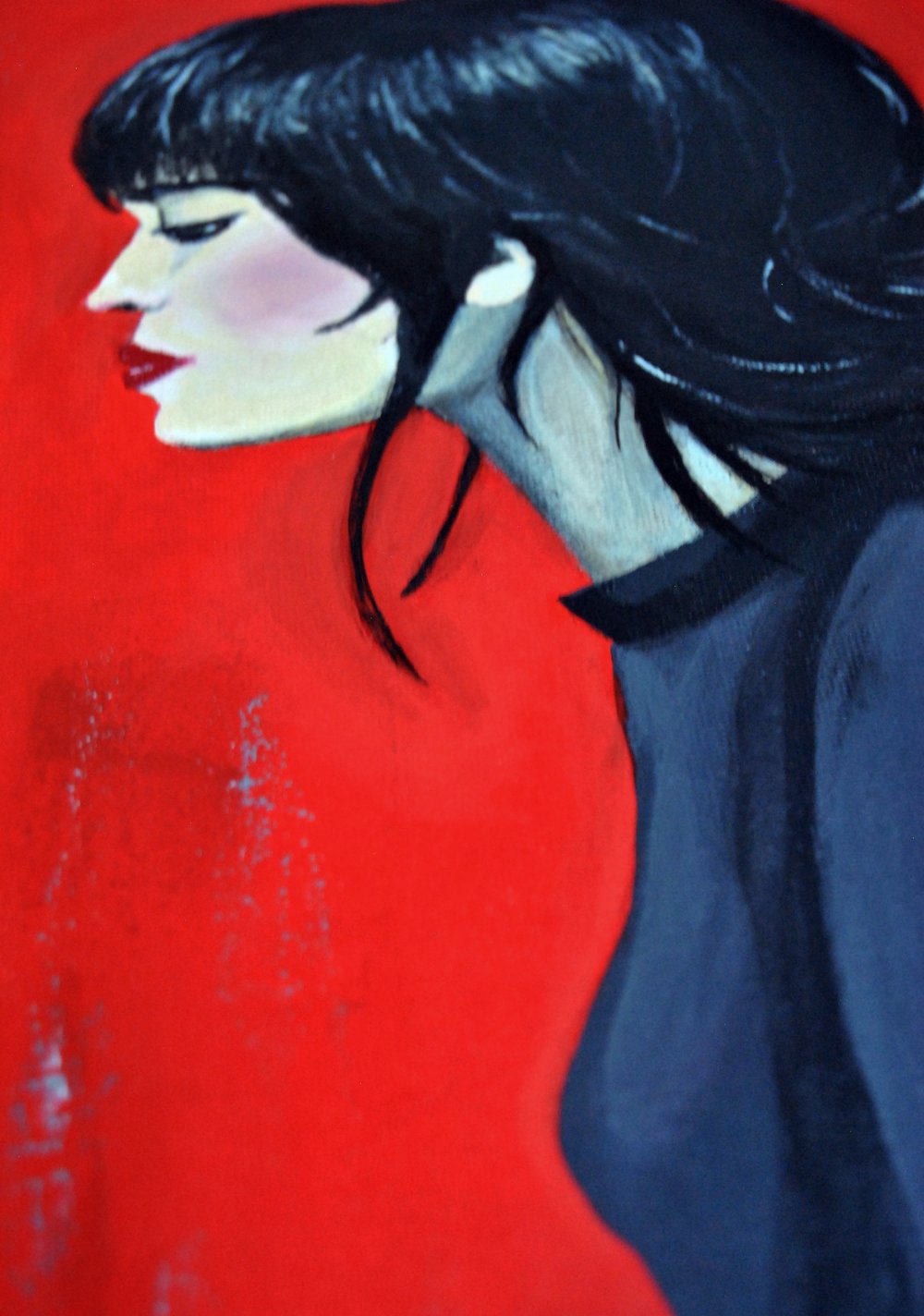 Pintura hecha a mano con gato