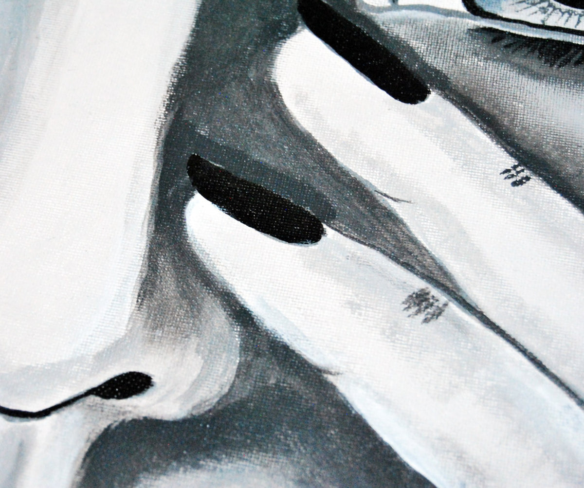 Opera figurativa in bianco e nero per interior design.