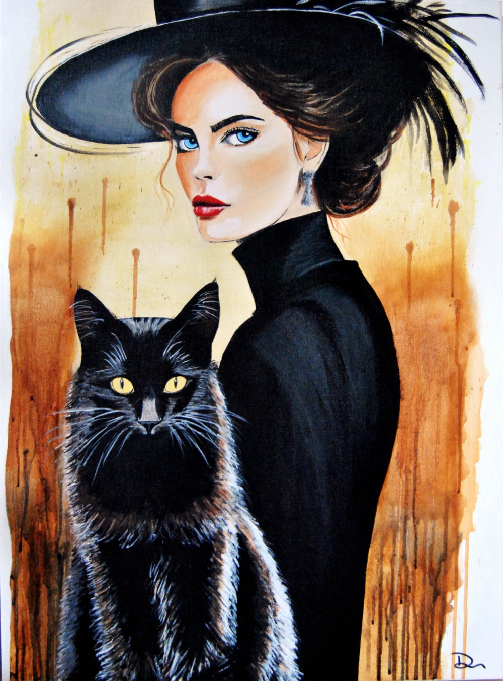 Cuadro original con mujer elegante