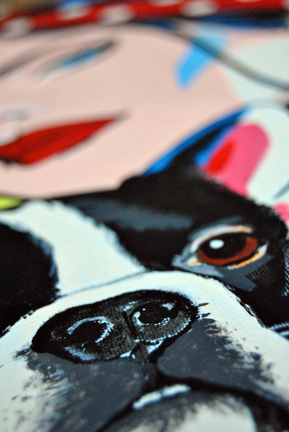 Pintura figurativa con perro