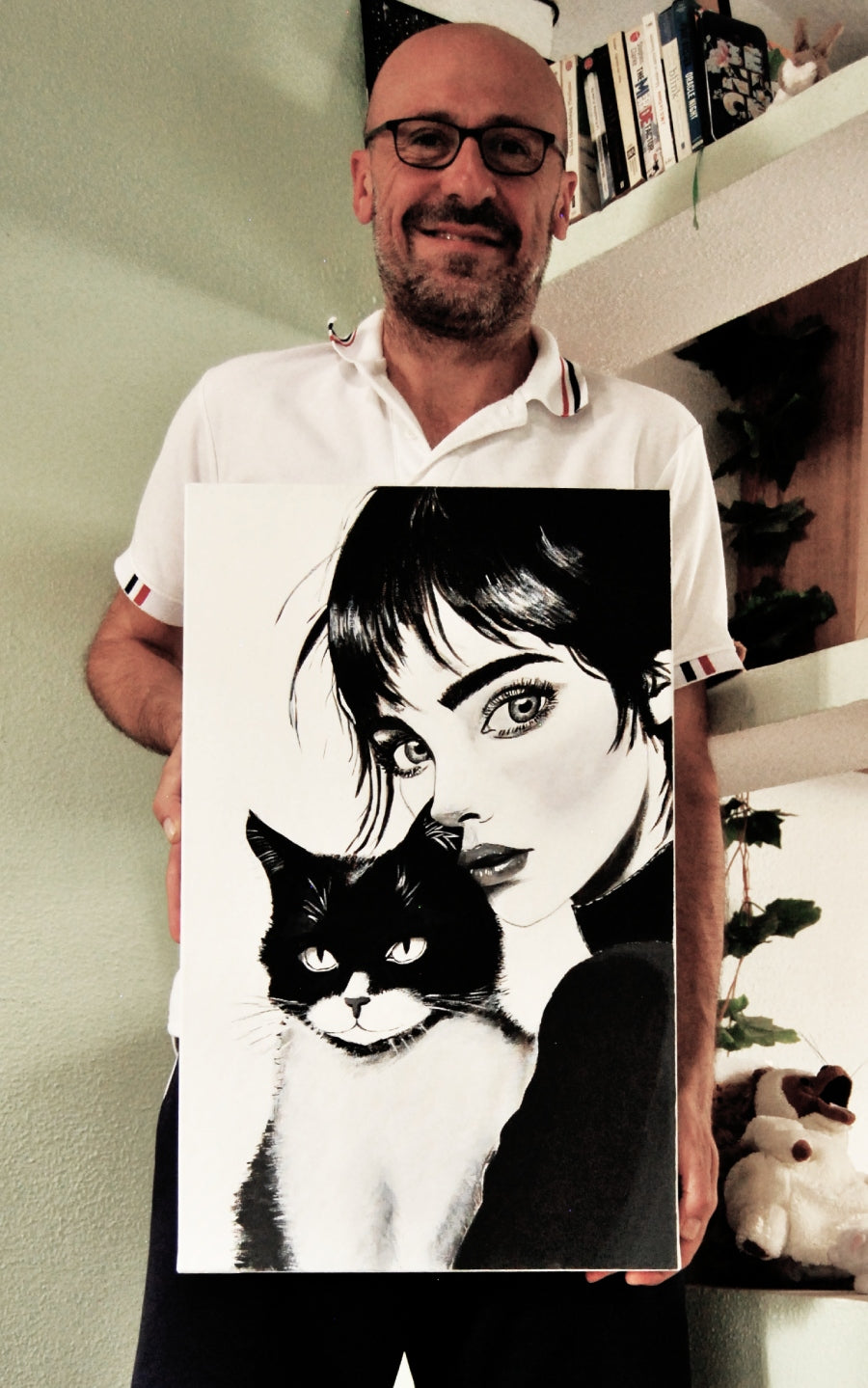 Pintura original con gato