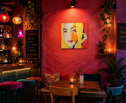 retrato de mujer para decorar restaurantes y cafeterías