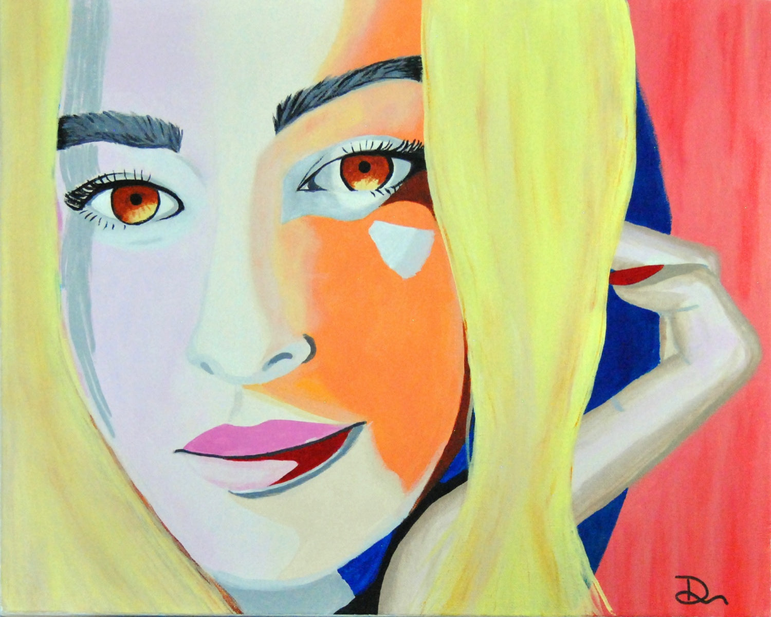 Pintura contemporánea decorativa original con mujer
