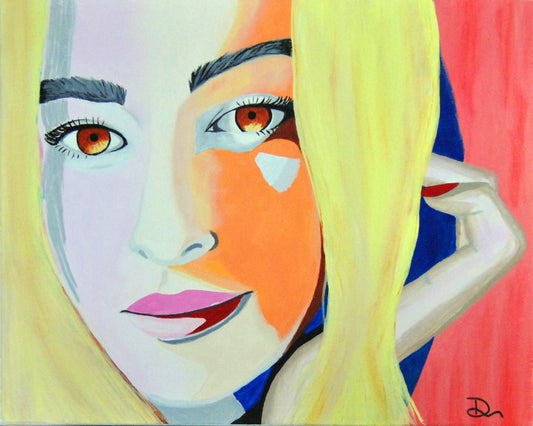 Pintura contemporánea decorativa original con mujer