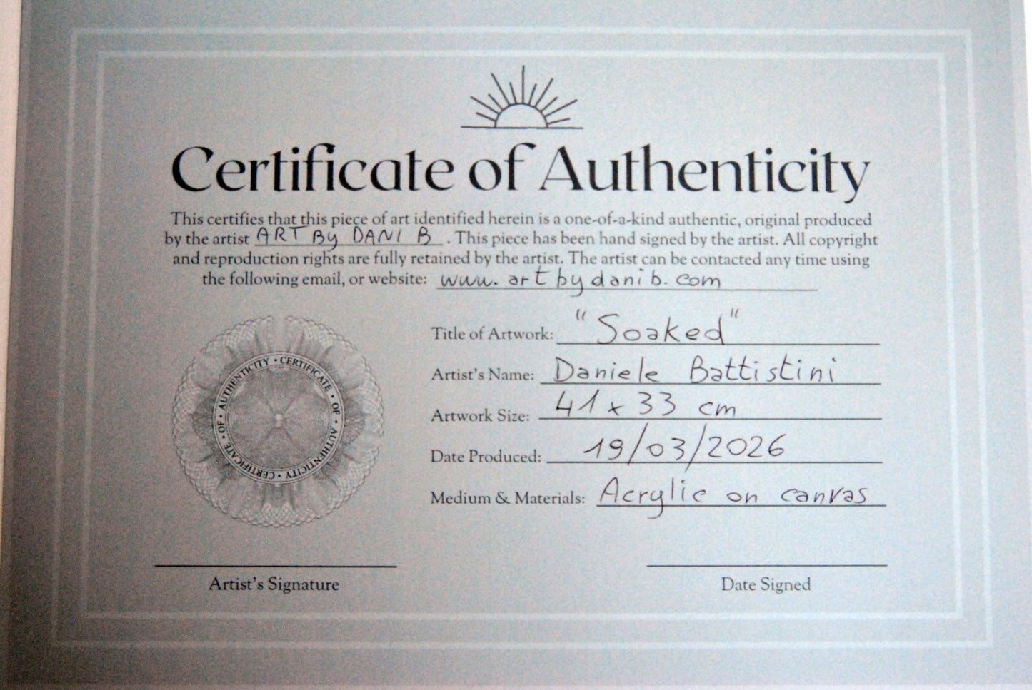 Obra contemporánea decorativa con certificado de autenticidad