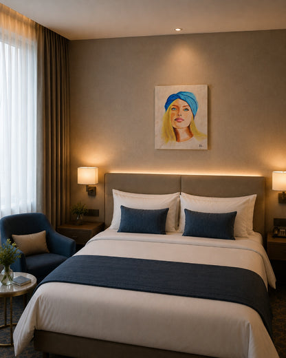 Retrato contemporáneo de mujer para decoración de hoteles 