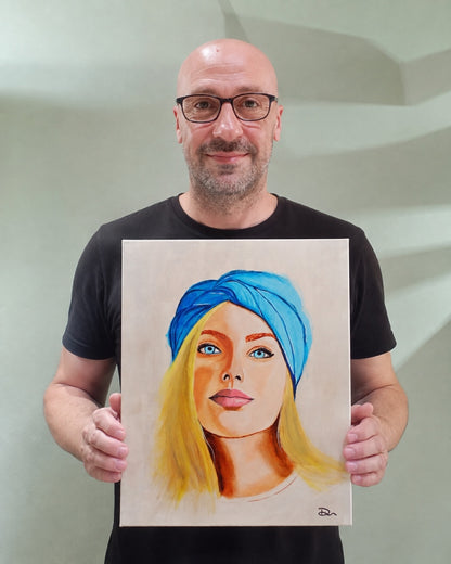 Retrato original contemporáneo de mujer para decoración