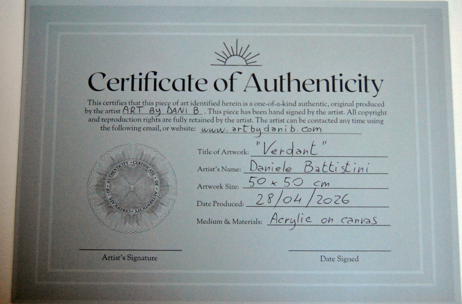 Pintura contemporánea original con certificado de autenticidad