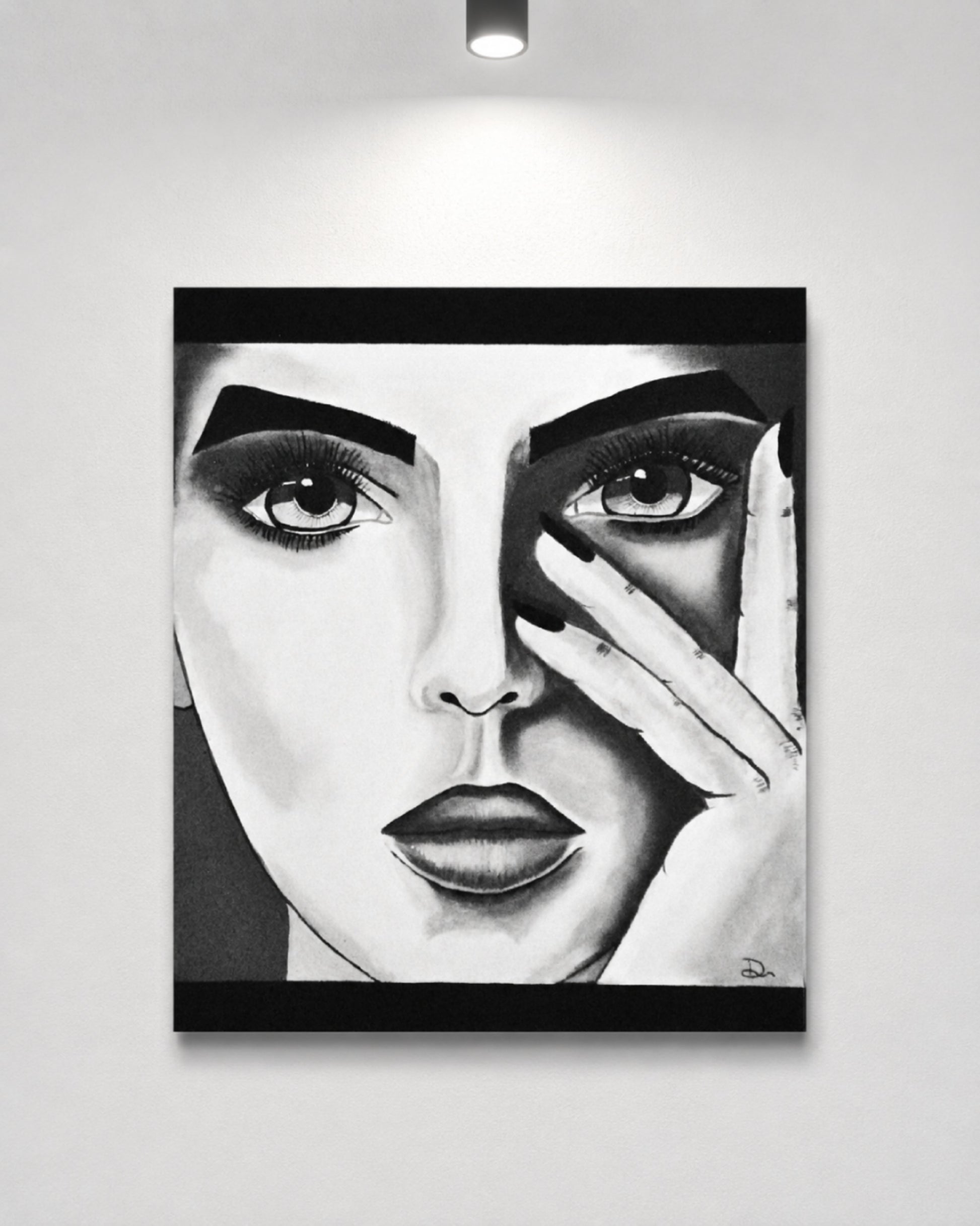 Obra original figurativa decorativa en blanco y negro