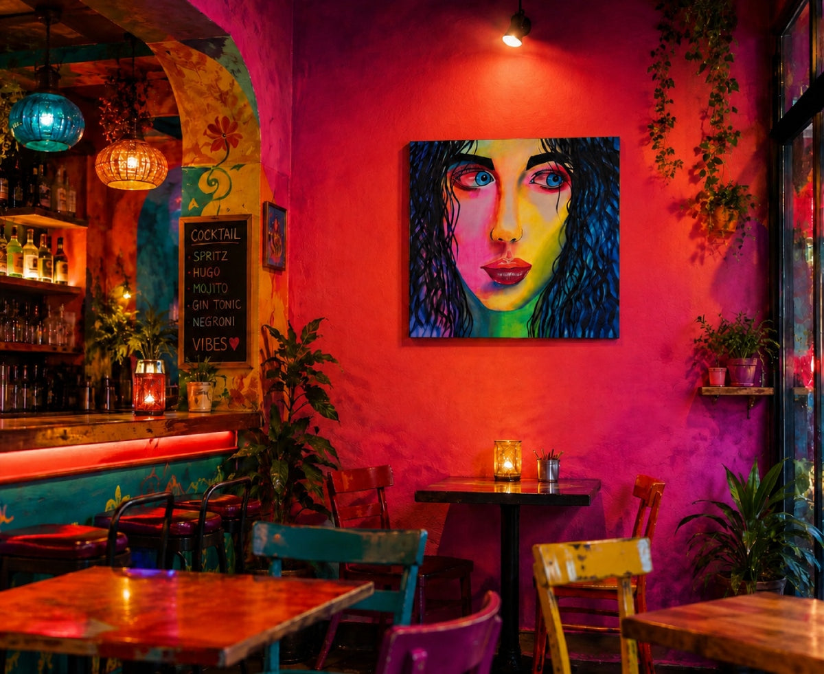 Pintura decorativa contemporánea colorida ideal para bistrot e restaurantes
